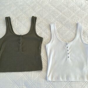 TWO cropped Abercrombie & Fit CB tanks